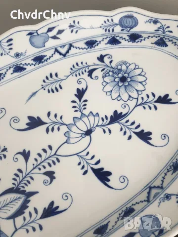 Meissen плато 60см-2,9кг/Син Лук/Майсен порцеланова чиния за сервиране, снимка 5 - Прибори за хранене, готвене и сервиране - 55606518