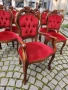Комплект от 6 трапезни стола с червена плюшена дамаска, снимка 7