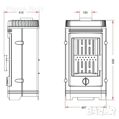 Френска чугунена печка 10kW , снимка 9 - Камини - 55480280
