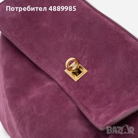 Zarena Magdalena - чанта за рамо от велур в бордо, снимка 4 - Чанти - 55334221