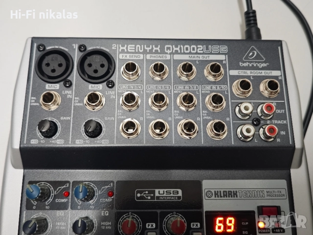 миксер смесител мишпулт процесор ефект BEHRINGER XENYX QX1002 USB Klark Teknik multi FX-processor, снимка 5 - Ресийвъри, усилватели, смесителни пултове - 55313624