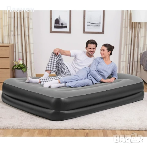 НАДУВАЕМ двоен ДЮШЕК легло, матрак спалня Bestway® Tritech  с ел.помпа 220 V 203 cm x 152 cm x 46 cm, снимка 13 - Спални и легла - 13694113