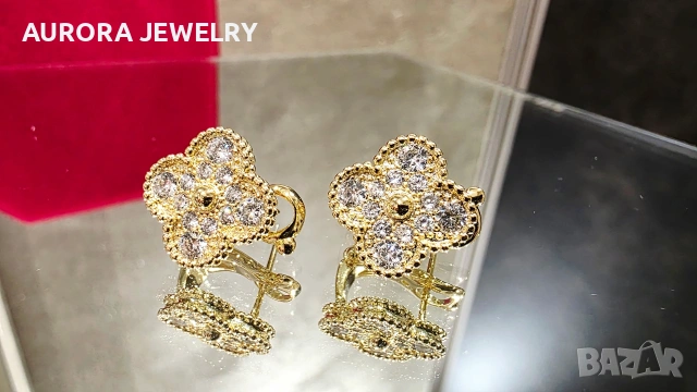 Van Cleef & Arpels VCA Gold Diamonds Vintage Alhambra Clips Clover Дамски Обеци