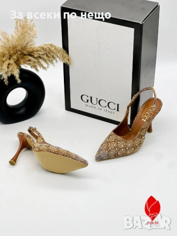 Gucci Дамски Бежови Обувки На Ток Гучи Код SK1419, снимка 2 - Дамски обувки на ток - 54452310