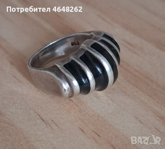 Сребърен пръстен 925 с черен оникс