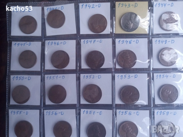 Колекция от 1 цент 1940-2022 г., буква - D , САЩ, снимка 2 - Нумизматика и бонистика - 54710429