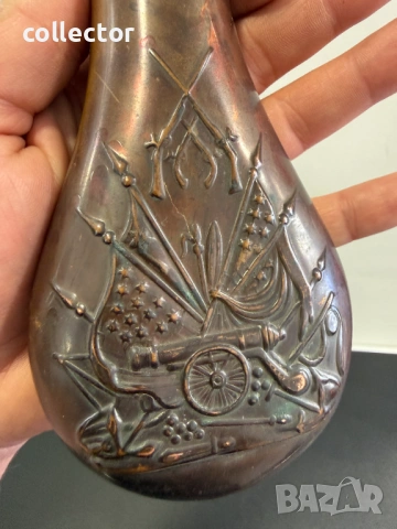 Стара медна барутница. №8138, снимка 4 - Антикварни и старинни предмети - 54328843