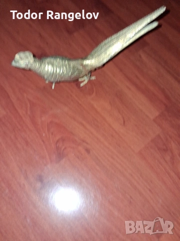 позлатен месингов паун , снимка 3 - Статуетки - 54073636