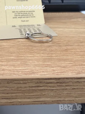Пръстен 9К бяло злато 375 с 7 естествени брилянта 0.10 ct, 1.93 г,, снимка 8 - Пръстени - 55433061