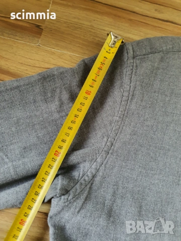 Tommy Hilfiger риза XL Regular Fit 100% памук сива, плътна материя, снимка 11 - Ризи - 54682734