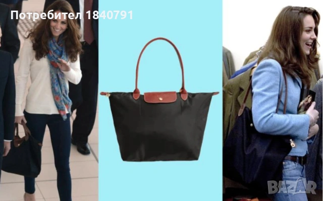 Longchamp – нова – с етикети, черна, М, дълги дръжки, снимка 11 - Чанти - 54266998