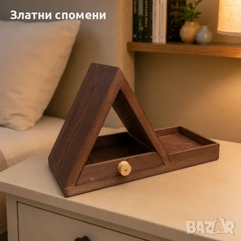 Дървена поставка за книги с чекмедже, снимка 3 - Декорация за дома - 55642074
