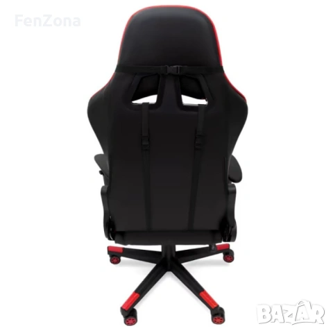 Ергономичен геймърски стол с функция за масаж и подложка за крака - червен, снимка 16 - Столове - 54096544