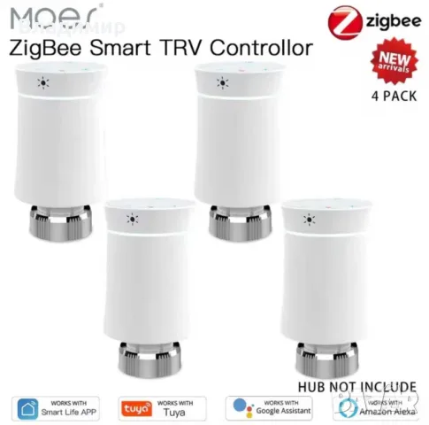 MOES ZigBee 3.0 TRV Tuya радиаторен вентил смарт програмируем термостат с контрол на температур, снимка 4 - Друга електроника - 55445538