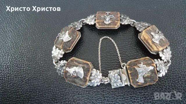 Сребърна грандиозна старинна гривна уникат Бавария