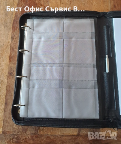 папка за документи луксозна с цип класьор и клипборд кожена черна А4, снимка 4 - Ученически пособия, канцеларски материали - 52542377