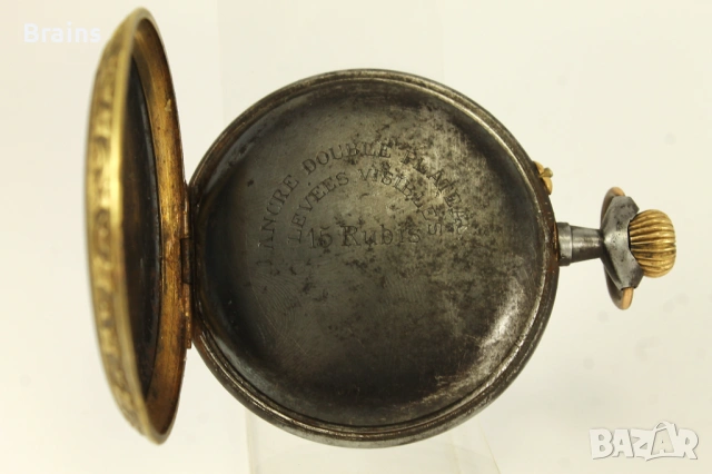 1900's REGULATEUR С Локомотив 68мм Джобен Часовник Син Емайл, снимка 6 - Антикварни и старинни предмети - 54942346
