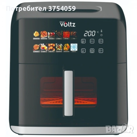 Еърфрайър Oliver Voltz OV51980CF, 1800W, 8 литра, Двоен нагревател, 12 Програми, LED дисплей и прозо, снимка 9 - Уреди за готвене на пара - 55160417