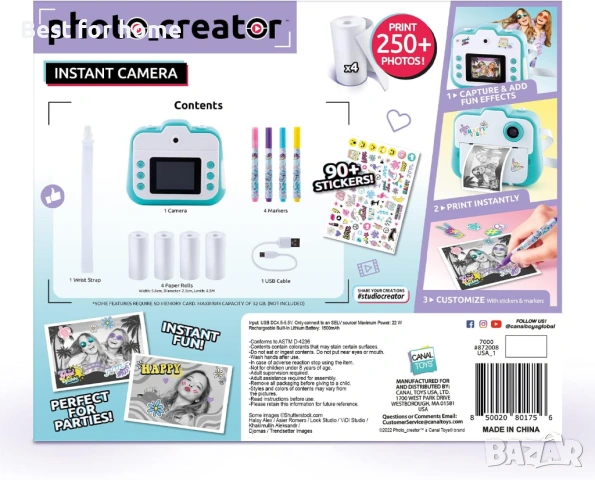 Canal Toys Photo Creator камера за моментално печатане – снимки, селфита и видео – термохартия за 25, снимка 3 - Друга електроника - 54607892