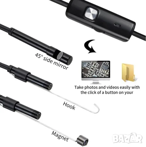 Водоустойчива Ендоскопска Камера 1Tech AN98 (5.5mm, 3.5m кабел) – USB / MicroUSB, снимка 7 - Камери - 18902355