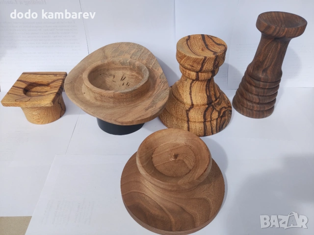Дървени свещници, снимка 3 - Други - 53630234