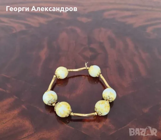 Винтидж КОМПЛЕКТ КОЛИЕ и ГРИВНА ЖЪЛТ ЯСПИС и ДЕБЕЛА ПОЗЛАТА, снимка 6 - Бижутерийни комплекти - 55684872