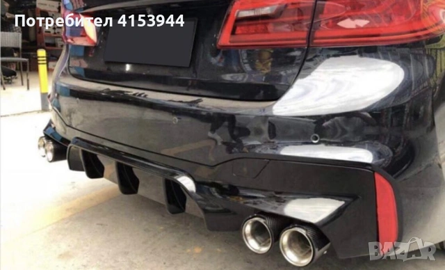 Бмв Г30 Г31 Оребрен Дифузьор / Добавка за задна броня BMW G30 G31, снимка 4 - Части - 54697950
