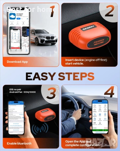 FAHREN OBD2 скенер, инструмент за автомобилна диагностика - Bluetooth безжичен OBD2 , снимка 7 - Аксесоари и консумативи - 54504952