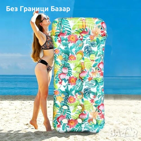 Нов Надуваем шезлонг за басейн фламинго с отвори за вода и опора за глава, снимка 2 - Басейни и аксесоари - 54924214