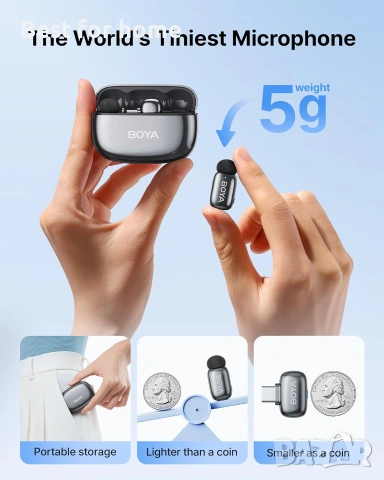 BOYA mini 2 Безжичен микрофон, снимка 2 - Друга електроника - 55016800