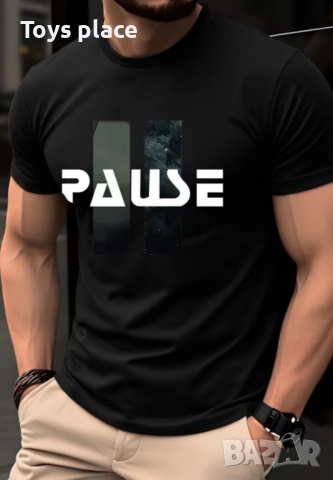 XL Нова мъжка тениска Pause в два цвята памук , снимка 3 - Тениски - 50663948