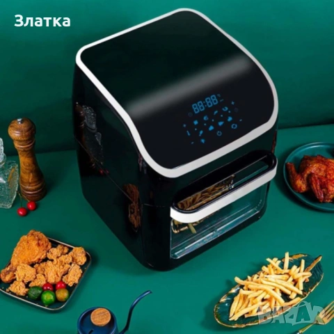 Stella power air fryer oven 12L – Дигитален еър фрайер и фурна 1800W с Touch Screen и грил, снимка 6 - Печки, фурни - 54687407