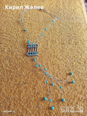 Артистично сребъно колие с ТЮРКОАЗ майсторска изработка 54171, снимка 6 - Колиета, медальони, синджири - 54037911