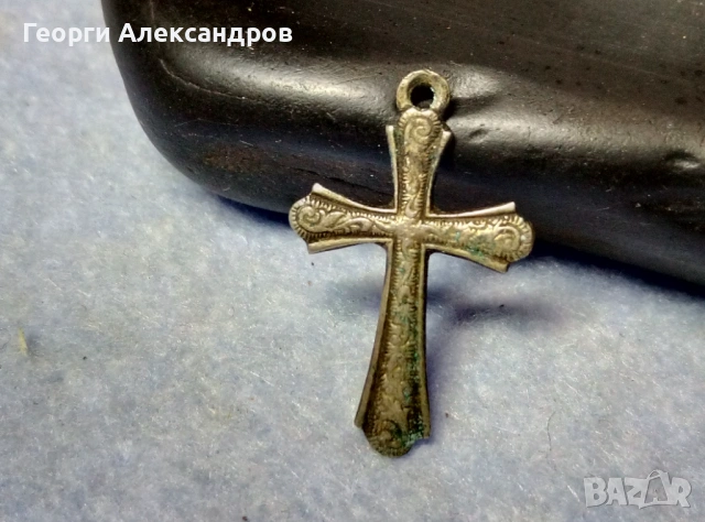 Старинно ЦАРСКА Русия Орнаментирано СРЕБЪРНО КРЪСТЧЕ Кръст СРЕБРО Висока Проба с Печат на Майстора