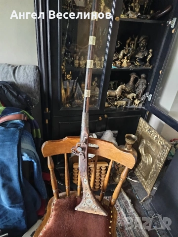 стара кремъчна пушка с костни набивки.Механизма НЕ работи 141см, снимка 7 - Антикварни и старинни предмети - 54059813