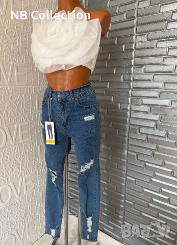 Дамски дънки Slim с накъсан ефект , снимка 8 - Дънки - 50013917