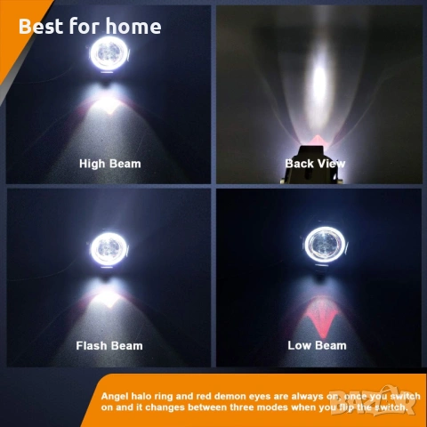 Мотоциклетни фарове Cree U7 LED фарове за мъгла, дневни светлини с бели ангелски очи, снимка 3 - Части - 54192123