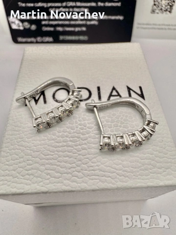 Сребърни обеци с мойсанит (Диамант) 1 карат, снимка 9 - Обеци - 54062440