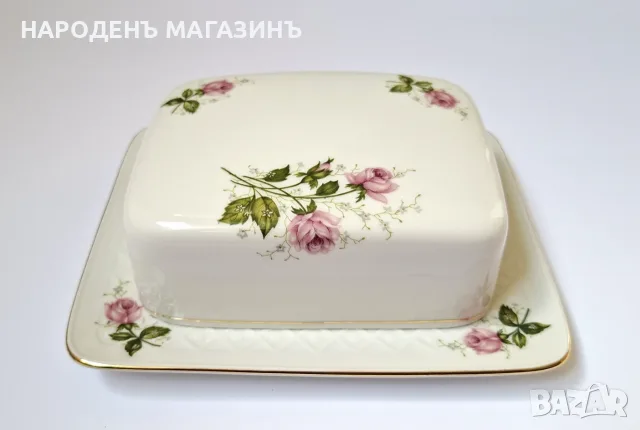 SELTMANN WEIDEN – Немски порцелан Съд за масло и сирена кутия порцеланова чиния цветя рози 