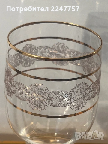 2 броя кристални чаши с 24 К, снимка 4 - Чаши - 54109309