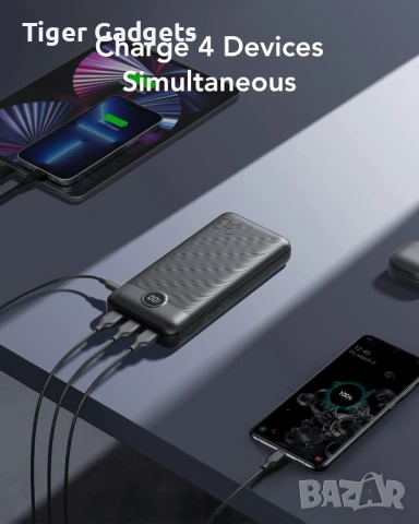VEGER V3008 Power Bank 30000mAh – външна батерия с LED дисплей, 20W PD и QC 3.0 fast charge, снимка 5 - Друга електроника - 54522994