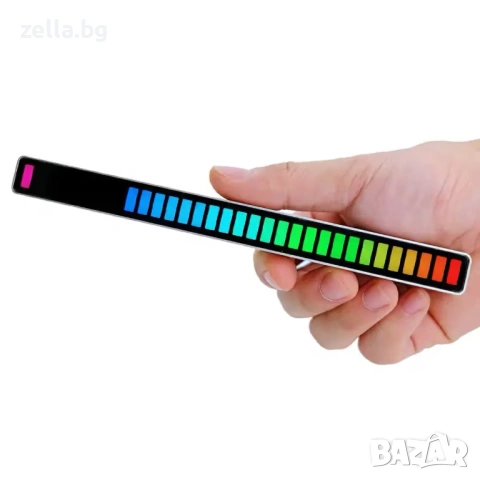 RGB LED лента с аудио активация, 32 LED диода, USB-C | Музикален VU метър за гейминг 10257, снимка 5 - Нумизматика и бонистика - 54661893
