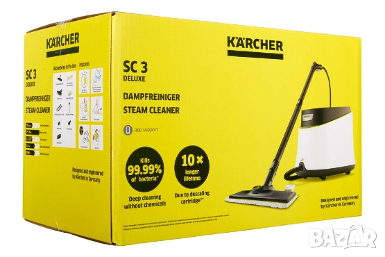 парочистачка Kärcher SC 3 Deluxe предлага мощност от 1900W и работно налягане от 3.5 бара за дълбоко