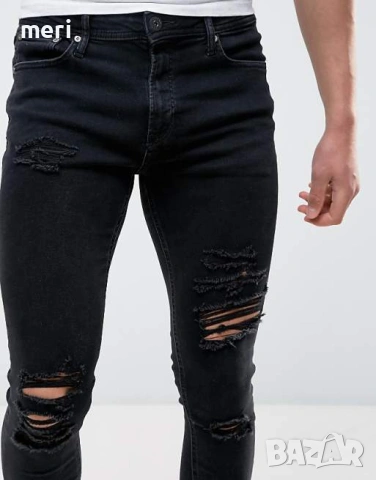 търся този модел дънки Jack & Jones Intelligence Liam skinny fit ripped jeans in black wash 33/34