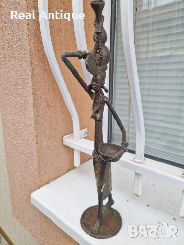 Страхотна антикварна африканска бронзова фигура статуетка пластика , снимка 5 - Статуетки - 54214186