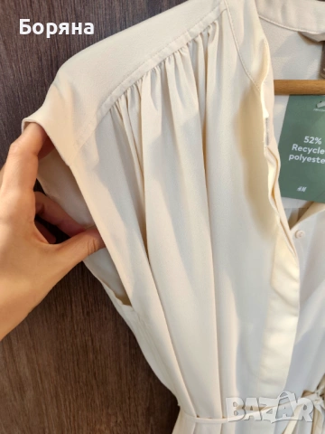 H&M нова с етикет лятна рокля-риза в цвят крем, снимка 5 - Рокли - 54079887