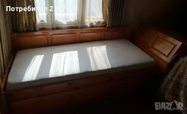 Единично легло с ракла и етажерка за стена, снимка 5 - Спални и легла - 55484088