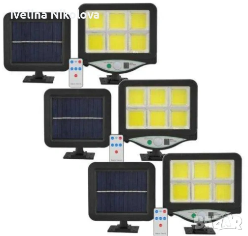 Лампа с отделен соларен панел и 128 cob led диода с 3 режима,дистанционно, снимка 3 - Соларни лампи - 54491484