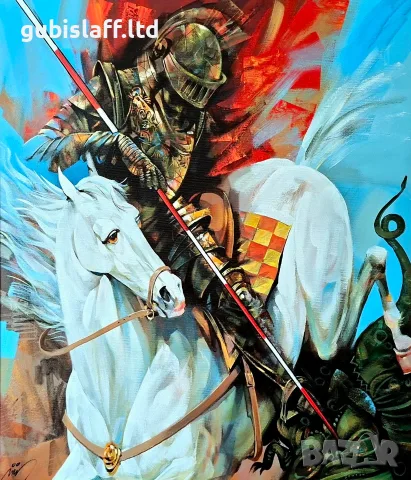 Картина "Свети Георги", худ. доц. Йордан Йорданов, снимка 2 - Картини - 55694092