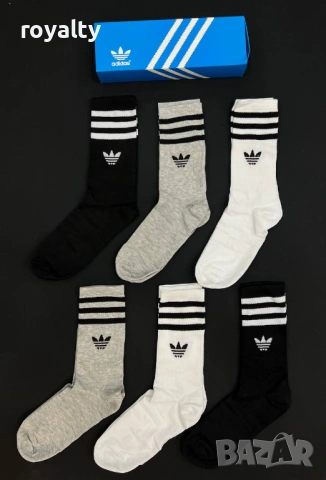 Adidas Нови Мъжки Чорапи 6 бр. Кутия Адидас 